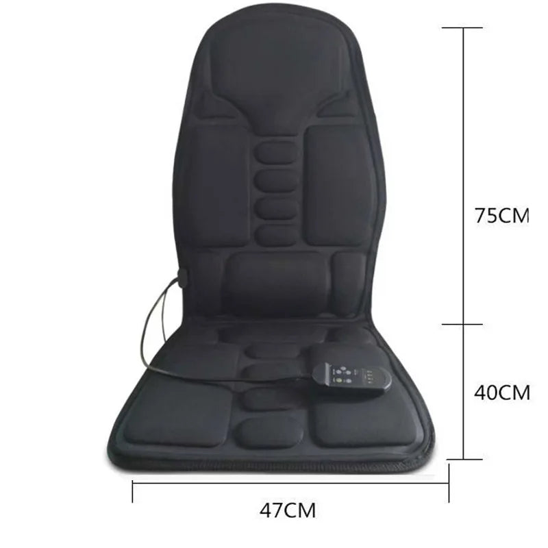 Car Home Office Full-Body Massage Cushion Heat 7 Motors Vibrate Massage Relaxation Seat 12V