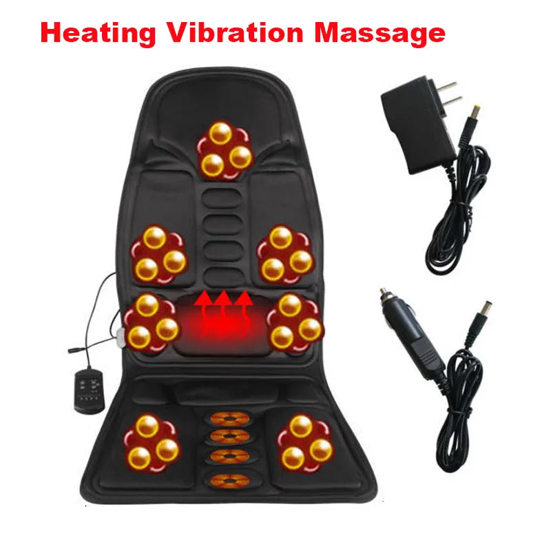 Car Home Office Full-Body Massage Cushion Heat 7 Motors Vibrate Massage Relaxation Seat 12V