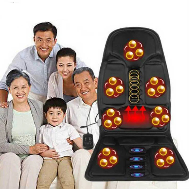 Car Home Office Full-Body Massage Cushion Heat 7 Motors Vibrate Massage Relaxation Seat 12V