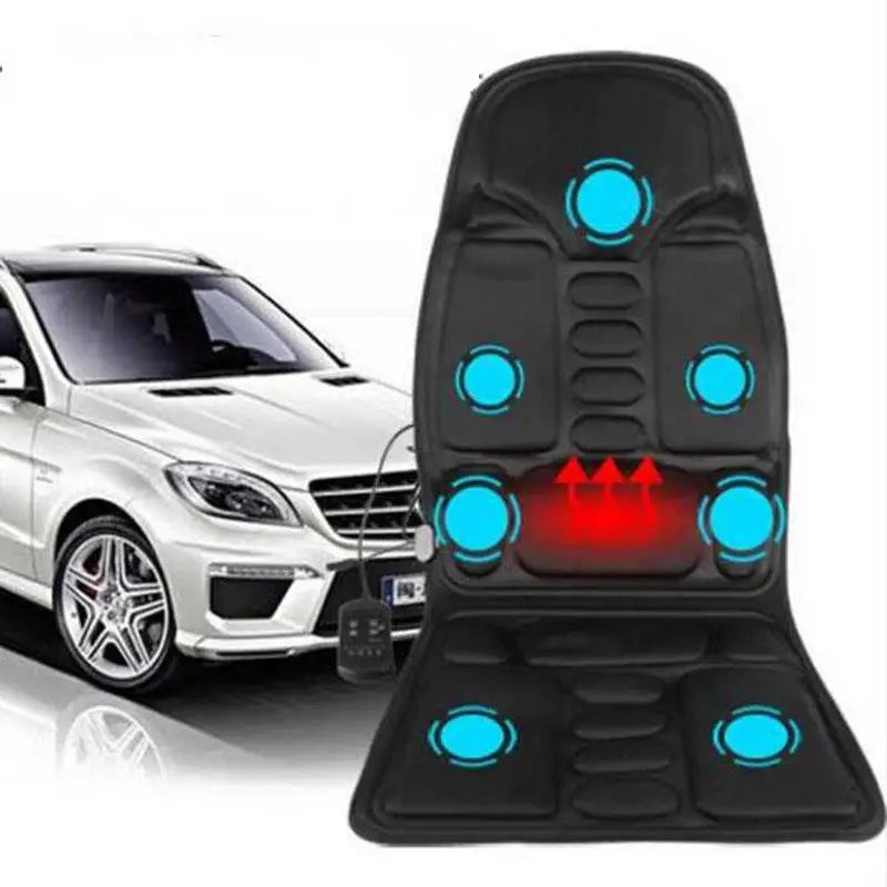 Car Home Office Full-Body Massage Cushion Heat 7 Motors Vibrate Massage Relaxation Seat 12V