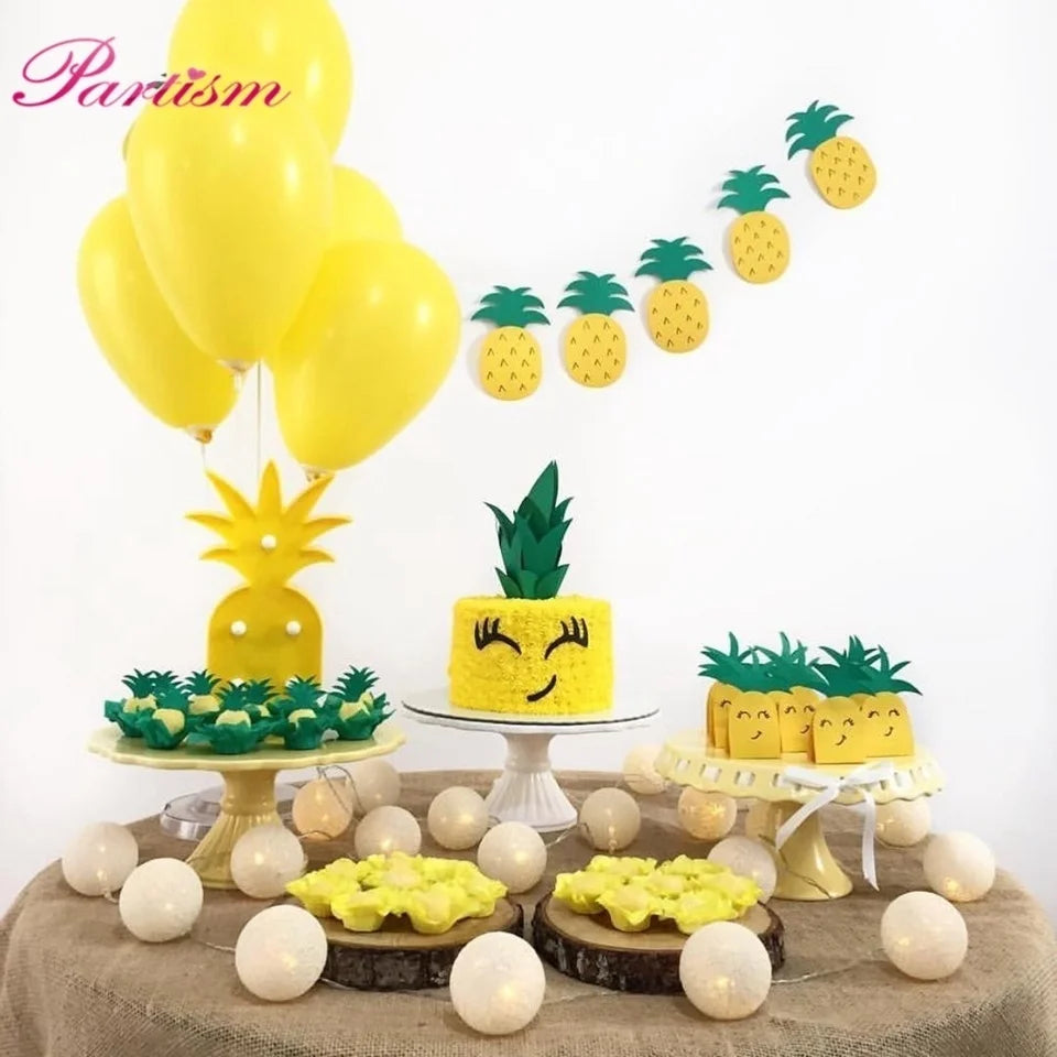 1Set Pineapple Flamingo Honeycomb Paper Straws Cake Toppers Kids Birhtday Party Decoration Summer Pool Party Hainging Ornament